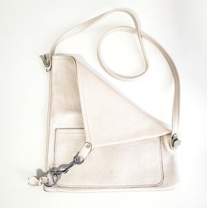 Women's Pearl Beige Leather Shoulder Bag